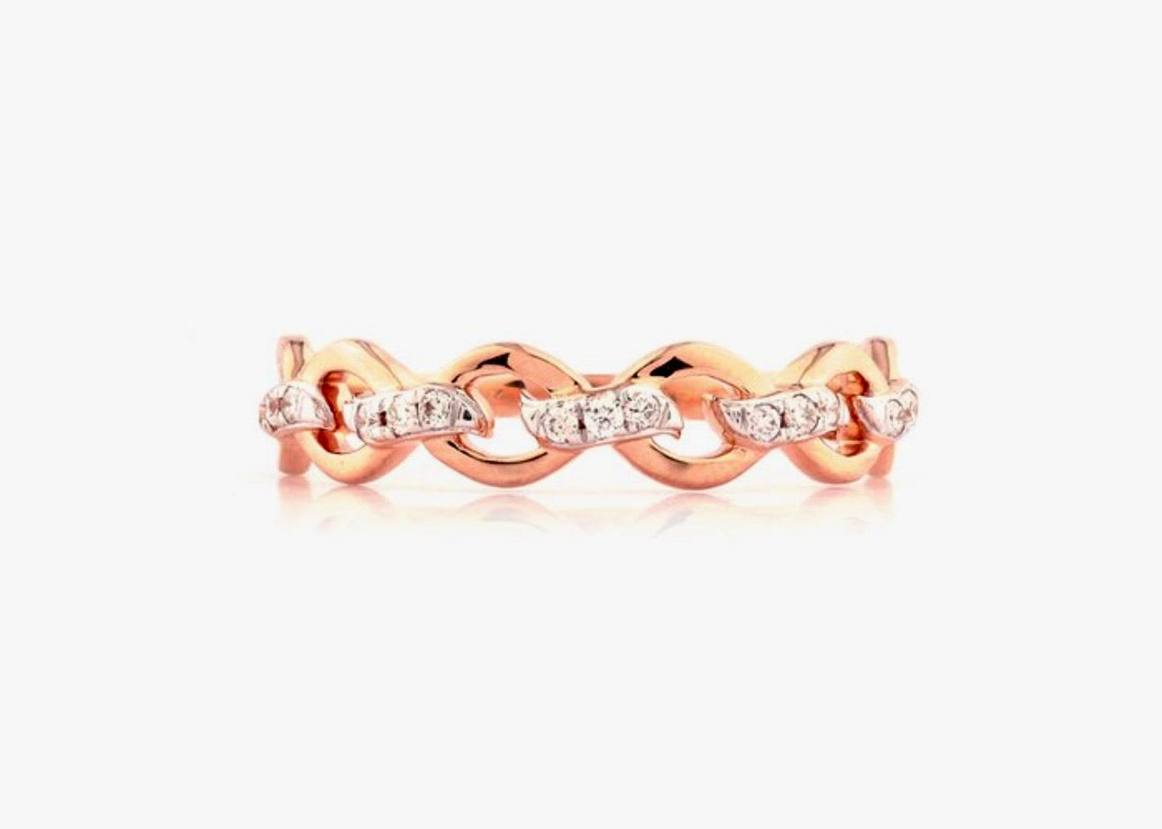 18K Rose Gold Ring with Diamonds