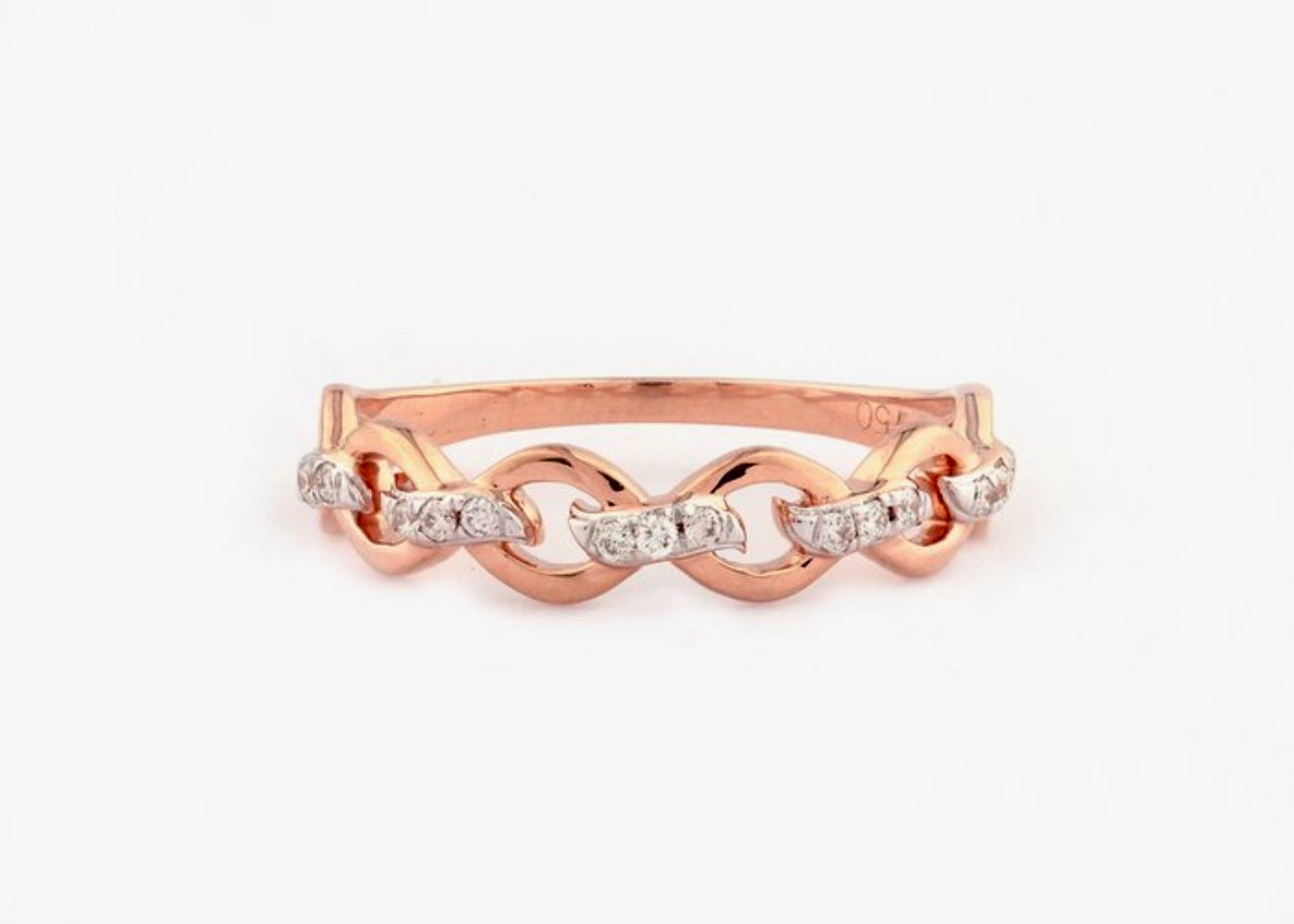 18K Rose Gold Ring with Diamonds