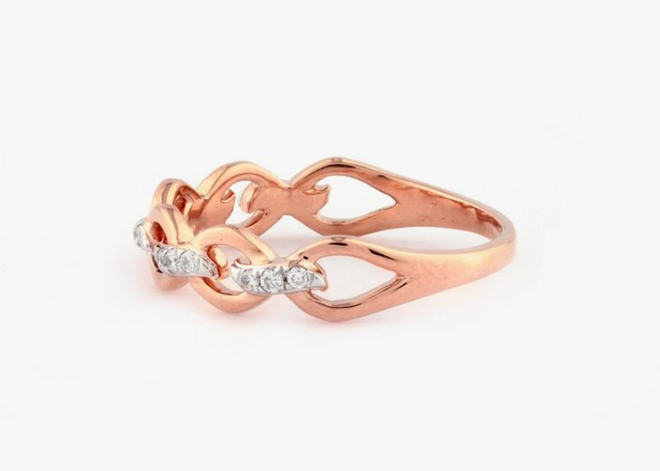 18K Rose Gold Ring with Diamonds