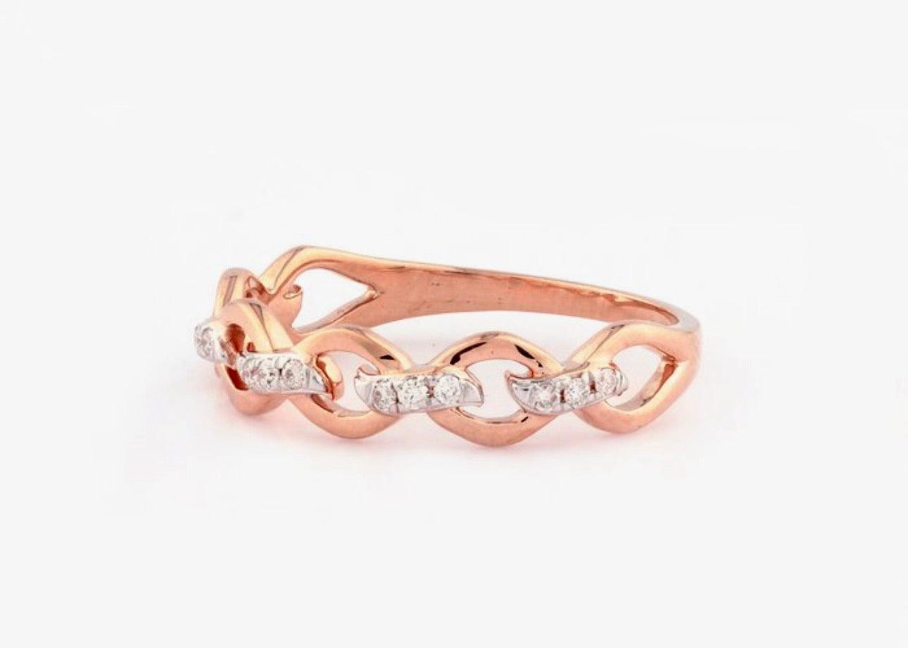 18K Rose Gold Ring with Diamonds