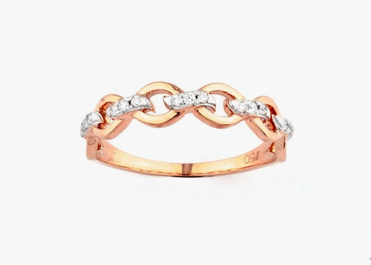 18K Rose Gold Ring with Diamonds