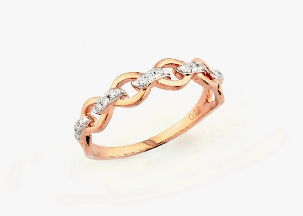 18K Rose Gold Ring with Diamonds